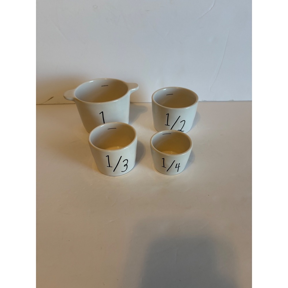 Rae Dunn Artisan Collection Magenta Ceramic Measuring Cups Set of 4 Cream White‎